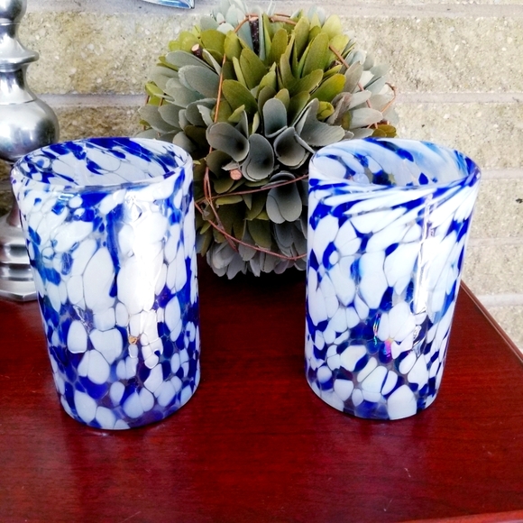 Accents Blue White Candle Holder Set 5 Inch Tall Poshmark
